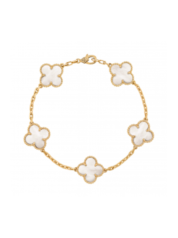 Yonca Beyaz Gold Bileklik
